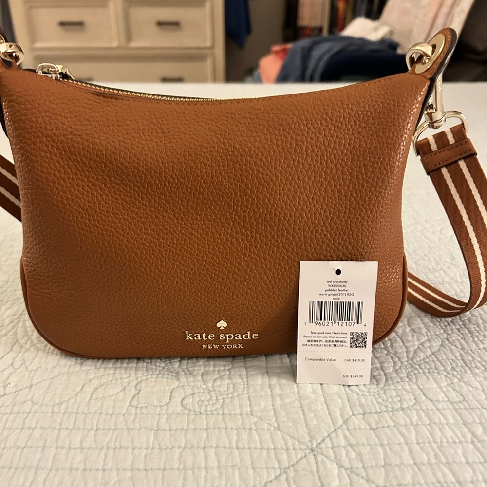 Kate Spade Rosie Crossbody Brown Leather WKR00630 Warm Gingerbread EUC $349